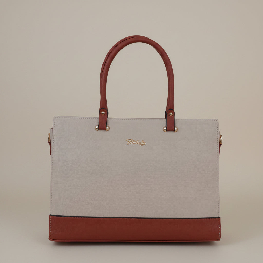 Broad Big bag - Cream and Brown