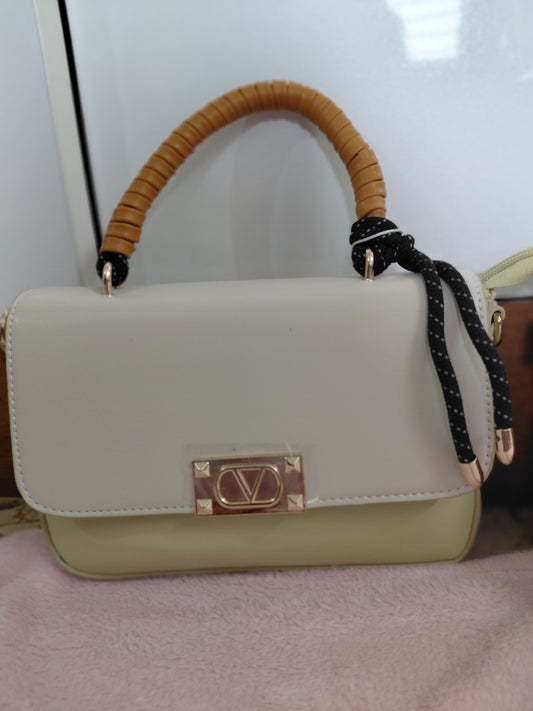 Flap Bags - Top Handle - Cream &Olive green