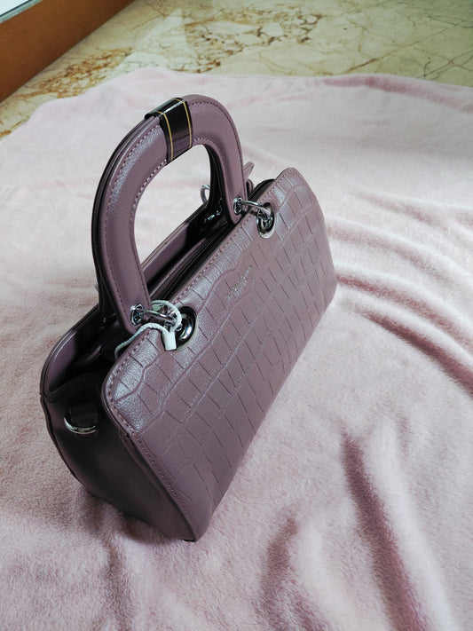 Top-Handle Satchel Bag - Plum colour