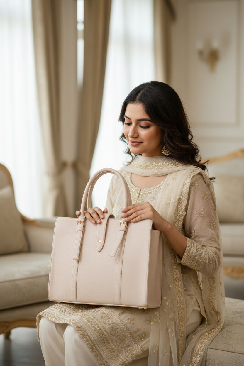 Tote big bag Button cream